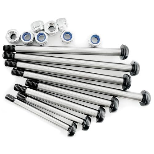 RC Lock-Nut Style Hinge Pins Set, Polished Steel 1144 Suspension Screw Pins Kit for 1/10 RC Truck & Crawler Upgrade (8PCS)