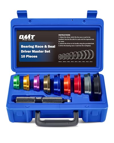 OMT Bearing Press Kit, 10pc Bearing Race and Seal Driver Set | Seal Installer Bearing Driver Kit for Bearing Installation with Seal Driver and 9 Bearing Adapters - style: Large