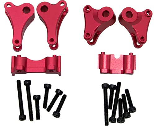 Upgrade Compatible with Traxxas 1/16 E-REVO Mini Slash Rc Car Body Post Mount & Skid Plate & Axle Carriers Knuckle Arm & Suspension Rocker Arms & Steering Full Set Aluminum Alloy Parts(Red) - color: Red