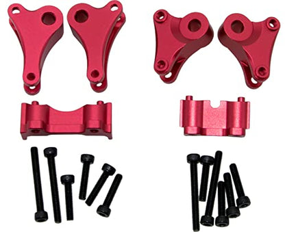 Upgrade Compatible with Traxxas 1/16 E-REVO Mini Slash Rc Car Body Post Mount & Skid Plate & Axle Carriers Knuckle Arm & Suspension Rocker Arms & Steering Full Set Aluminum Alloy Parts(Red) - color: Red