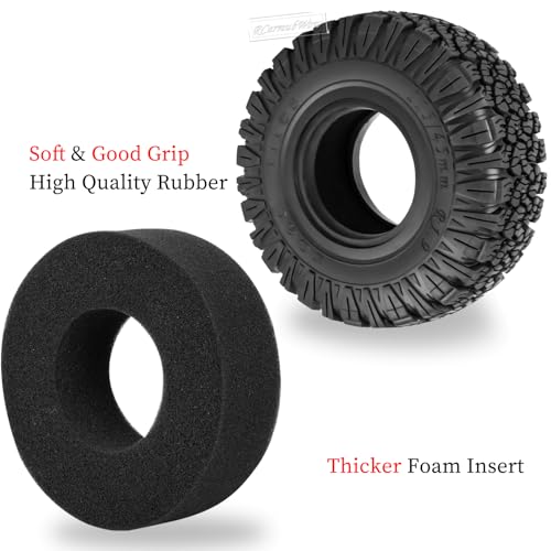 1.9 Beadlock Tire Set 1.9" Wheels and Tires for 1/10 RC Crawler SCX10 90046 AX103007 TRX4 TRX6 Gen7 8 D90 VS4-10 MST CFX,Super Heavy Brass & Aluminum Deep Wheel w/Rubber Tires,Silver - color: Silver(4pcs)