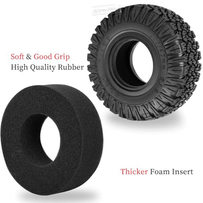 1.9 Beadlock Tire Set 1.9" Wheels and Tires for 1/10 RC Crawler SCX10 90046 AX103007 TRX4 TRX6 Gen7 8 D90 VS4-10 MST CFX,Super Heavy Brass & Aluminum Deep Wheel w/Rubber Tires,Silver - color: Silver(4pcs)