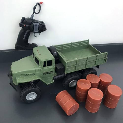 KNACKTOYZ 4WD Remote Control Military Truck for Kids 3-8,1:16 Off-Road All Terrain Rock Crawler with Lights, RC Army Transport Vehicle Toy with 2 Rechargeable Batteries, Birthday for Boys
