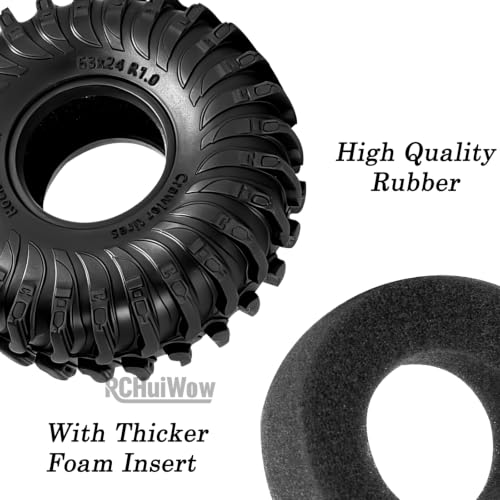 1.0" Metal Beadlock Wheel Rims Rubber Crawler Tires, Alloy Wheel Hub Off Road Rubber Soft Tire Replacement Accessories for 1/18 TRX4M 1/24 SCX24 FCX24 Mini RC Crawler Car Hop Up Parts,Style 2 - style: style2(4pcs)