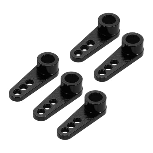 MECCANIXITY 5 Pcs Aluminum Servo Horn 25T Servo Horn Steering Short Arm 28mm Length Black Suitable for DIY RC Car/Boat/Airplanes Boat Model Accessories - color: Black