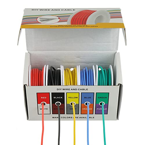 BOJACK 18 AWG Flexible Silicone Wire Electric Wire Hook up Wire Kit 300V Cables with Plus 20 φ3mm Heat Shrink Tubings and a Mini Wire Stripper(5 Colors 16.4Ft Each Color, 18AWG) - size: 18 AWG Silikondraht