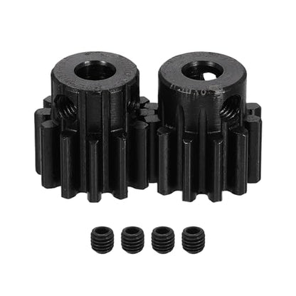 uxcell 2Pcs 1.5 Mod 12T Spur Gear 6.35mm Bore, 1045 Steel Pinion Gear Black Surface Treatment, 20° Pressure Angle, for Spur Rack and RC Model Car or Motor DIY(15mm) - size: 1.5 Mod 12T, 6.35mm x 15mm