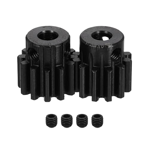 uxcell 2Pcs 1.5 Mod 12T Spur Gear 6.35mm Bore, 1045 Steel Pinion Gear Black Surface Treatment, 20° Pressure Angle, for Spur Rack and RC Model Car or Motor DIY(15mm) - size: 1.5 Mod 12T, 6.35mm x 15mm