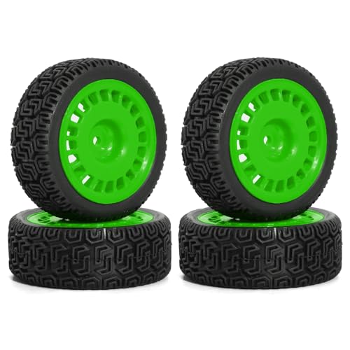 1/10 RC On-Road tires 68mm 4 PCS Rally Tires General Purpose Grip Soft Material Tread For 1:10 Tamiya xv02 Maze Tires Lc Off-Road 94123 Kyosho FW06%t048 (Green, 3) - color: Green