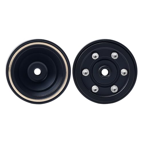 DJX 4PCS 17g Brass 0.7 inch Beadlock Wheels SCX30 Wheel Rim Hub for 1/30 Axial SCX30 RC Crawler Car Upgrades Parts (Black) - color: Black