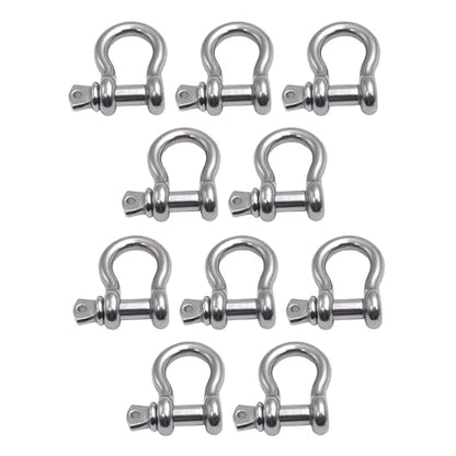 316 Stainless Steel Bow Shackle with Oversized Screw Pin, Marine-Grade Hardware for Anchor Lines, Towing, Dinghies, Canoes, Trailers, Utility Tie-Downs & Off-Road Recovery - size: 3/8" with 1/2" Pin 1.1T WLL, style: 10-Pack