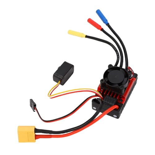 Eujgoov Sensorless Brushless ESC for 1/10 RC Car, Electronic Speed Controller with Fan Heatsink, Motor Driver for Short Course Truck Buggy Truck, Includes Video, CE FCC RoHS