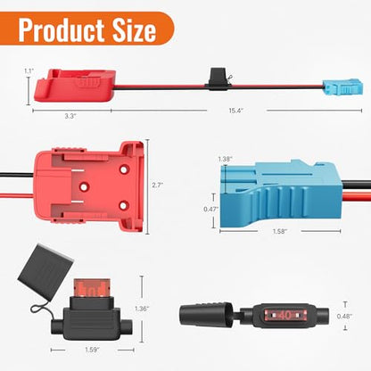RVBOATPAT Battery Adapter 18V for Power Wheels Adapter with Wire Harness Connector Compatible with Peg-Perego Riding Toys - color: MWK-BWHC-W2-1PC