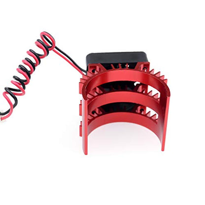 KingVal Replacement Aluminum Heatsink with Cooling Fan Rapid Cooling Compatible with 1/10 RC Car 540 3650 3660 3670 3674 Size Motor (Red) - color: Red