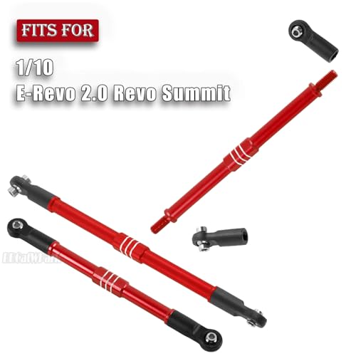 Aluminum Turnbuckles Camber Links Upgrades Part for 1/10 E-Revo 2.0 Revo Summit,8Pcs RC Alloy Adjustable Turnbuckles Hop-Up,Replace Part#5319X 5338R,Red - color: Red - (8 Links)