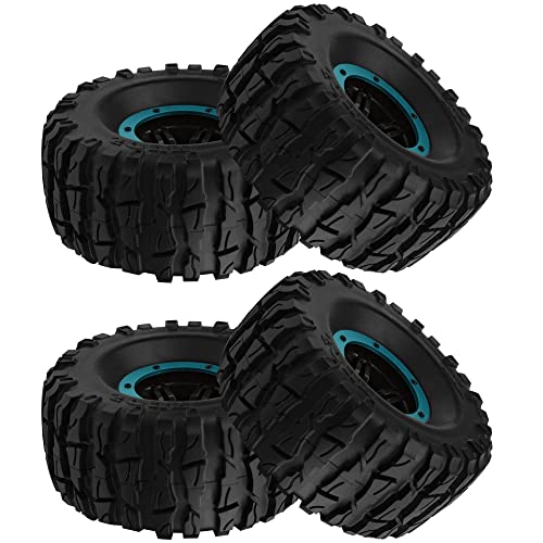 2.2" Rubber Tires Inflatable OD135mm & 12mm Hex Hub Plastic Beadlock Wheel Rims Compatible with Axial SCX10 Tamiya CC01 TF2 Traxxas 1/10 RC Monster Truck Crawler (Blue) - color: Blue