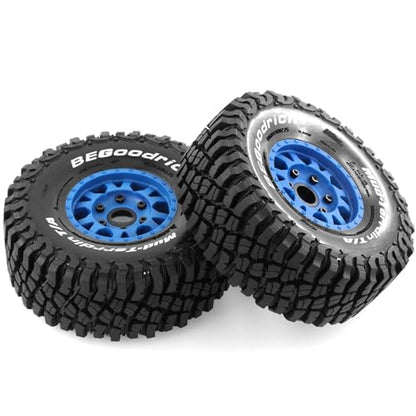 1/7 1/8 1/10 RC Short Course Truck Tires OD 4.96" and Wheels 12mm 14mm 17mm Hex for 1:10 1:8 1:7 Scale Off Road Truck Car ARRMA Mojave 4S 6S TRAXXAS Slash 2WD FS FSR Axial Losi Rc4wd (Blue) - color: Blue
