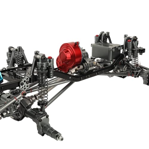 450mm Wheelbase 6x6 Chassis Frame Set with Transmission Front Middle Rear Complete Axle for 1/10 RC Crawler Car Axial SCX10 Metal DIY Upgrade (Portal axle Frame)