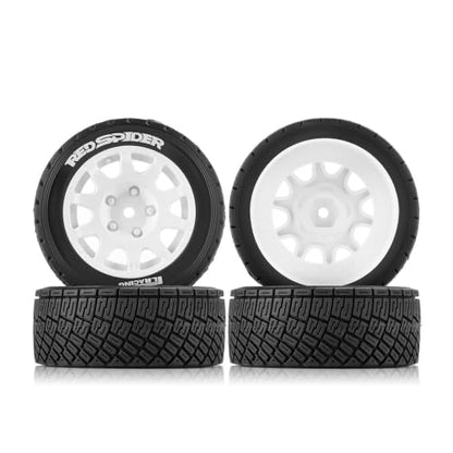 1/8 1/10 1/7 RC On Road Tires OD 3.94'' And Rally Racing Wheels 12mm 14mm 17mm Hex For 1:8 1:7 1:10 Street Touring Drift Car ARRMA Typhon 6S Losi Kyosho Tamiya TT02 HPI WR8 HSP 4PCS (White) - color: White