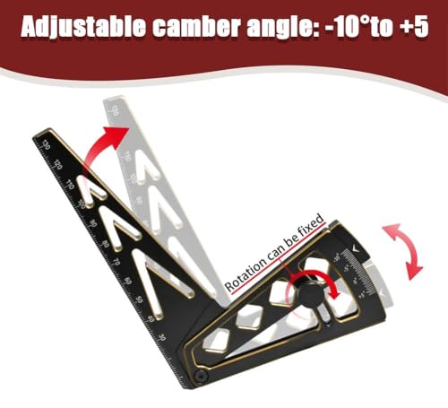 Ride Height Gauge RC Car Camber Gauge Adjustable RC Car Wheel Rim Measuring Tool Ruler, CNC-Machined Aluminum Alloy Height Camber for Traxxas Arrma Losi Axial HPI Redcat Racing 1/10 1/8 1/7 Sca Golden - color: Gold