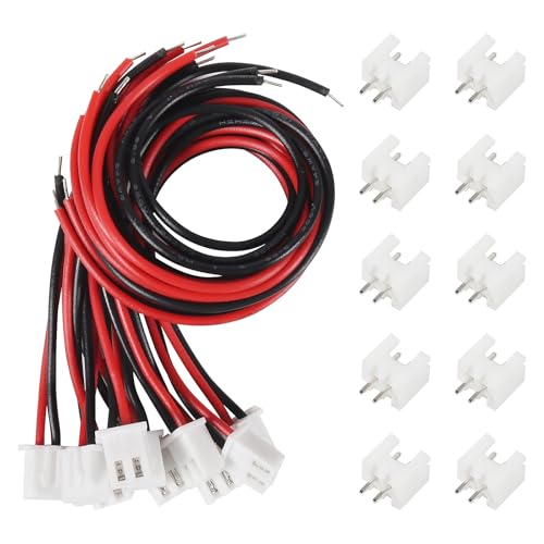 Alinan 20pcs JST-XH2.54mm 2 Pin Connector Kit, Included 10pcs Mini 2 Pin 24AWG Female Connector Plug with 150mm Cable Wire and 10pcs Micro 2Pin Male Connector Plug - color: 2Pin 24AWG 150mm Cable