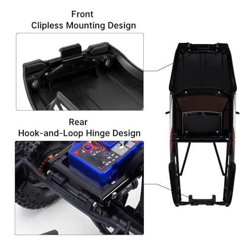 RC Upgrade Accessories for TRX4M for Defender for Bronco 1/18 IR60 for Pickup Hard Body Shell with Bed Rack RC Crawler Car Accessories Modification RC Car Parts(Black) - size: Black