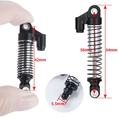 RC Shocks 56mm Adjustable Long Shock Absorber Damper for 1/18 TRX4M Crawler Car(Black) - color: Black