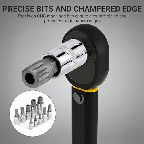 10Pcs Triple Square Spline Bit Socket Set | Premium Alloy Spline Socket Bit Set , Metric Sized S2 Steel Bits, Drive M4-M18 and Cr-V Sockets for Professionals