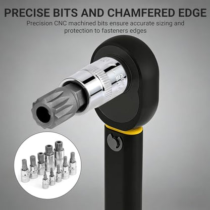 10Pcs Triple Square Spline Bit Socket Set | Premium Alloy Spline Socket Bit Set , Metric Sized S2 Steel Bits, Drive M4-M18 and Cr-V Sockets for Professionals