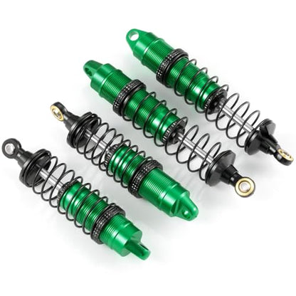 4Pcs Aluminum Front & Rear Shock Set RC Dampers，Green + Black | Upgrade Parts, For Losi 1/16 Mini-B, For Losi 1/18 Mini-T, RC Car Buggy - color: Green + Black