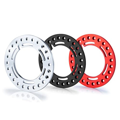 RCLIONS 4pcs Aluminum 2.2inch RC Beadlock Wheel Rim Replacement Ring for 1/10 RC Crawler Car 2.2" Wheels (Red) - color: Red