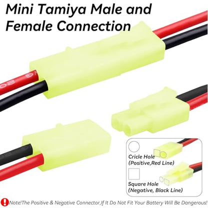 Mini Tamiya Connector to Deans - T Plug 10pcs 16AWG Male Reversed Female Cable Wire Adapter for Airsoft RC Car Truck ESC Lipo Nimh Battery Connectors Charging Connection 5 Pairs