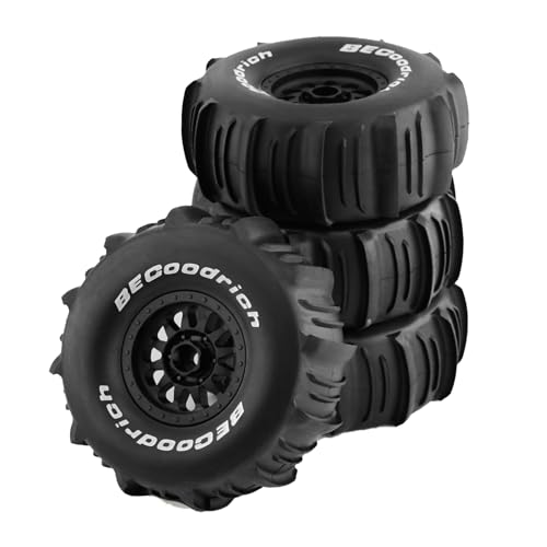 1/7 1/8 RC Short Course Truck Car Tires and Wheels Rims 17mm Hex Snow Sand Buggy Desert Tyres with Foam Insert for 1:7 Scale RC Off Road Truck Car TRAXXAS UDR 85086-4 4Pcs (A Black) - color: A Black
