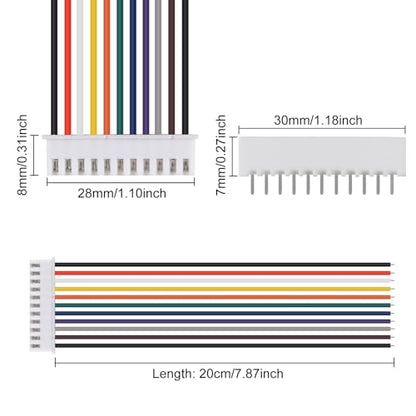 10Pairs JST-XH Connector Kit, XH 2.54mm 11 Pin Header Male and Female Connectors Plug Adapter with Flat Wire Cable 200mm 26AWG Compatible with JST XH (11P) - color: 11P