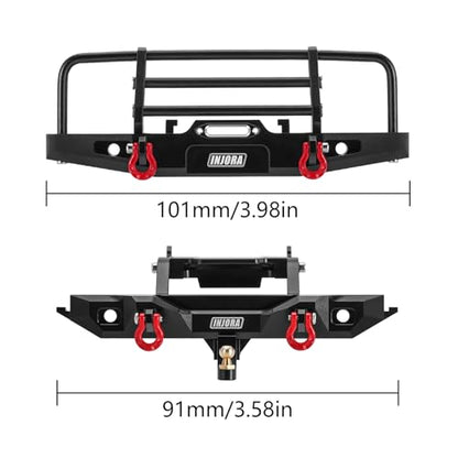 INJORA 37g Front Bumper - CNC Aluminum Bumper with Light for 1/18 RC Crawler TRX4M Defender Upgrade - size: Front