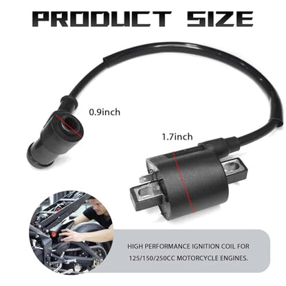 Ignition Coil for CG 50cc 90cc 110cc 125cc 150cc 200cc 250cc Engines, Spark Plug Wire Motor Ignitor Line Kit Tool Replacement for Moped Scooter ATV Quad Dirt Pit Bike Buggy Motorcycle Go Kart