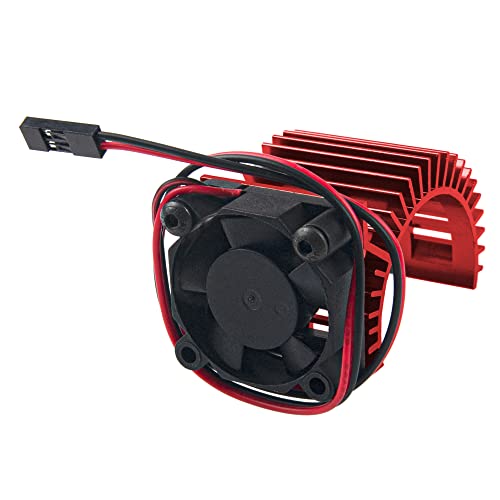 RC Motor Heatsink 540 545 550 Brushless Brushed Electric Engine Heat Sink with 5-6V Cooling Fan Compatible with Traxxas HSP HPI Wltoys Himoto Axial Tamiya 1/10 RC Crawler Truck Car (Red) - color: Red