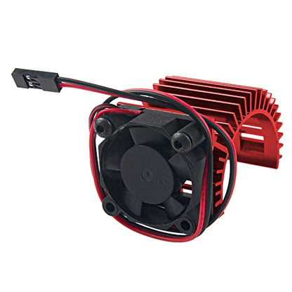 RC Motor Heatsink 540 545 550 Brushless Brushed Electric Engine Heat Sink with 5-6V Cooling Fan Compatible with Traxxas HSP HPI Wltoys Himoto Axial Tamiya 1/10 RC Crawler Truck Car (Red) - color: Red