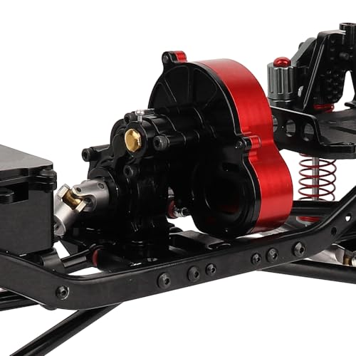 All Metal Complete Gearbox Transmission with Motor Gears for 313mm Wheelbase 1/10 RC Crawler Truck Axial SCX10 & SCX10 II DIY Upgrade Parts (red-Black) - color: Red-black