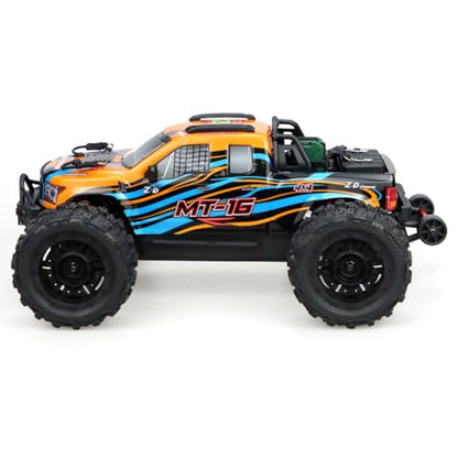 ZD Racing MT-16 1/16 Remote Control Truck Compatible with 3S Batteries, 2.4G Brushless 80KM/H RC Climbing Car Off Road RC Truck Buggy Mini Electric Rock Crawler Gift -RTR - style: ZD Racing MT-16 1/16, Orange