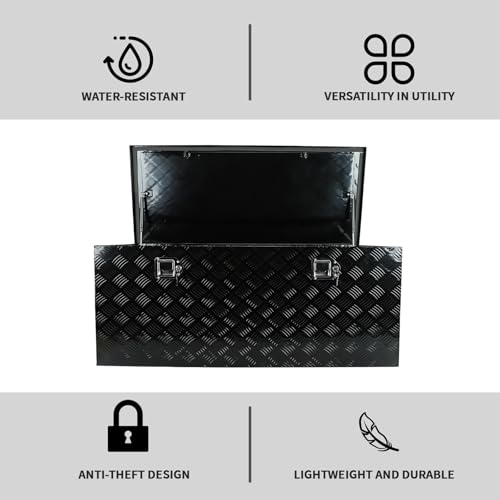 48 inch Truck Tool Box,Aluminum Truck Bed Tool Box w/Handled Locks and keys,Universal Fit for Pickup‌ Truck,Trailer,Vehicle,UTV,ATV-Black,48 X 19.5 X 17.5 inch - color: Black, size: 48 x 19.5 x 17.5 inch