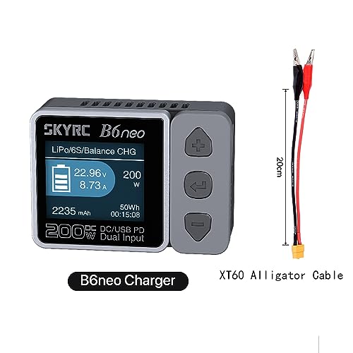 B6 neo B6neo 200W Smart Charger PD 80W for RC Helicopter, Aircraft Li-Polymer/Life/Li-Ion/NiMH/NiCd/Lead Batteries (Mysterious Black)