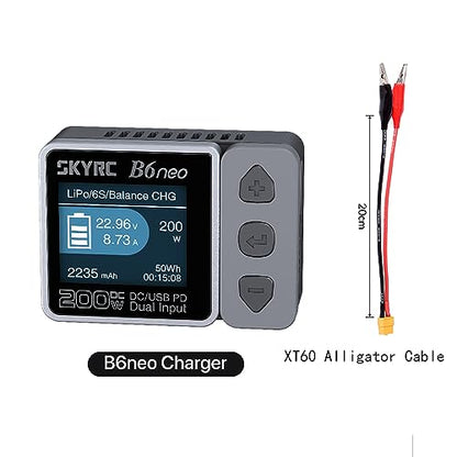 B6 neo B6neo 200W Smart Charger PD 80W for RC Helicopter, Aircraft Li-Polymer/Life/Li-Ion/NiMH/NiCd/Lead Batteries (Mysterious Black)