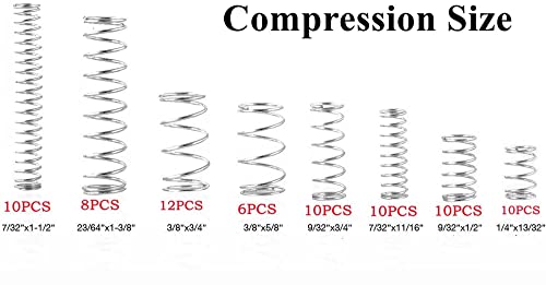 200pcs Compression & Extension SpringAssortment Set, Small Metal Loose Steel Coil Springs Assortment Kit AssortedW/Plastic Storage Box