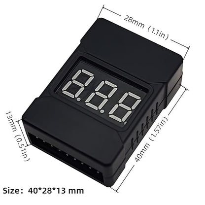 6PCS 2in1 1-8s Lipo Battery Voltage Tester Black Shell RC Low Voltage Buzzer Alarm Use for 1-8s Lipo/Li-ion/LiMn/Li-Fe