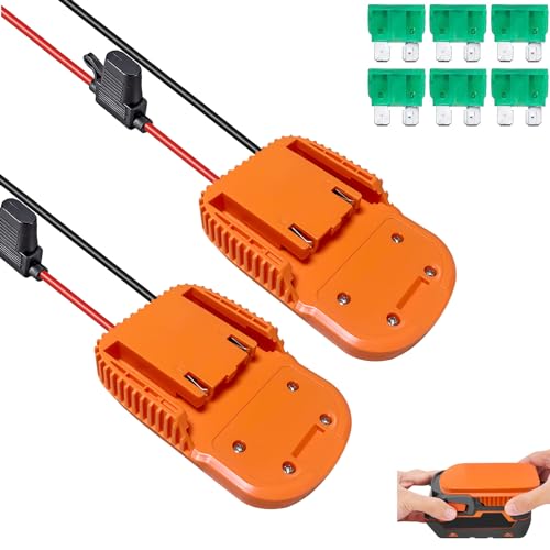2PCS Power Wheel DIY Adapter for Ridgid AEG 18V Hyper Battery Dock Power Connector for DIY Rc Toy Car Truck, e-Bike, with Fuse & Wire terminals, Work for Rigid L1815R B1820R L1830R Battery (14AW Wire) - size: 2PCS