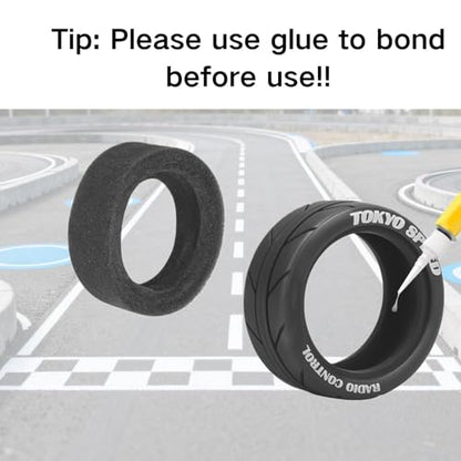 RC 1/10 On Road Tires 4PCS Soft Rubber Touring Car Tires with Foam Insert Compatible with Traxxas 4 Tec 2.0 Tamiya TT01 XV01 Kyosho WR8 HPI HSP WLtoys 1/10 RC Racing Car