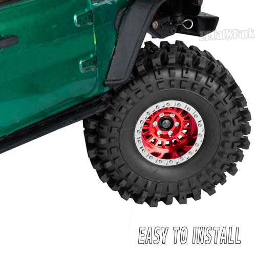 Aluminum RC 1.9 Wheel Tires for 1/10 SCX10 SCX10 II 90046 SCX10 III AXI03007 SCX10 Pro TRX4 TRX6 Gen7/8 D90 VS4-10 MST CFX RC Crawler Car,4pcs RC 1.9 Beadlock Wheel,Red - color: Red - (Colorful Tires)