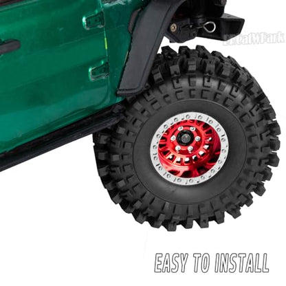 Aluminum RC 1.9 Wheel Tires for 1/10 SCX10 SCX10 II 90046 SCX10 III AXI03007 SCX10 Pro TRX4 TRX6 Gen7/8 D90 VS4-10 MST CFX RC Crawler Car,4pcs RC 1.9 Beadlock Wheel,Red - color: Red - (Colorful Tires)