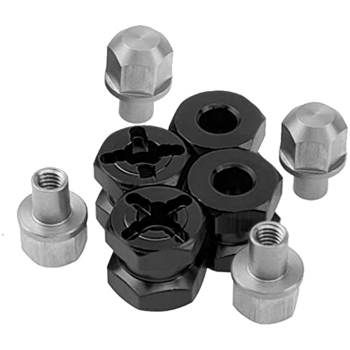 12mm Hex Wheel Hubs RC Hex Hub Drive Adapter Thickness 12mm Offset Extension Compatible with Axial SCX10 90046 D90 Tamiya MST 1/10 RC Crawler Car (Black) - color: Black